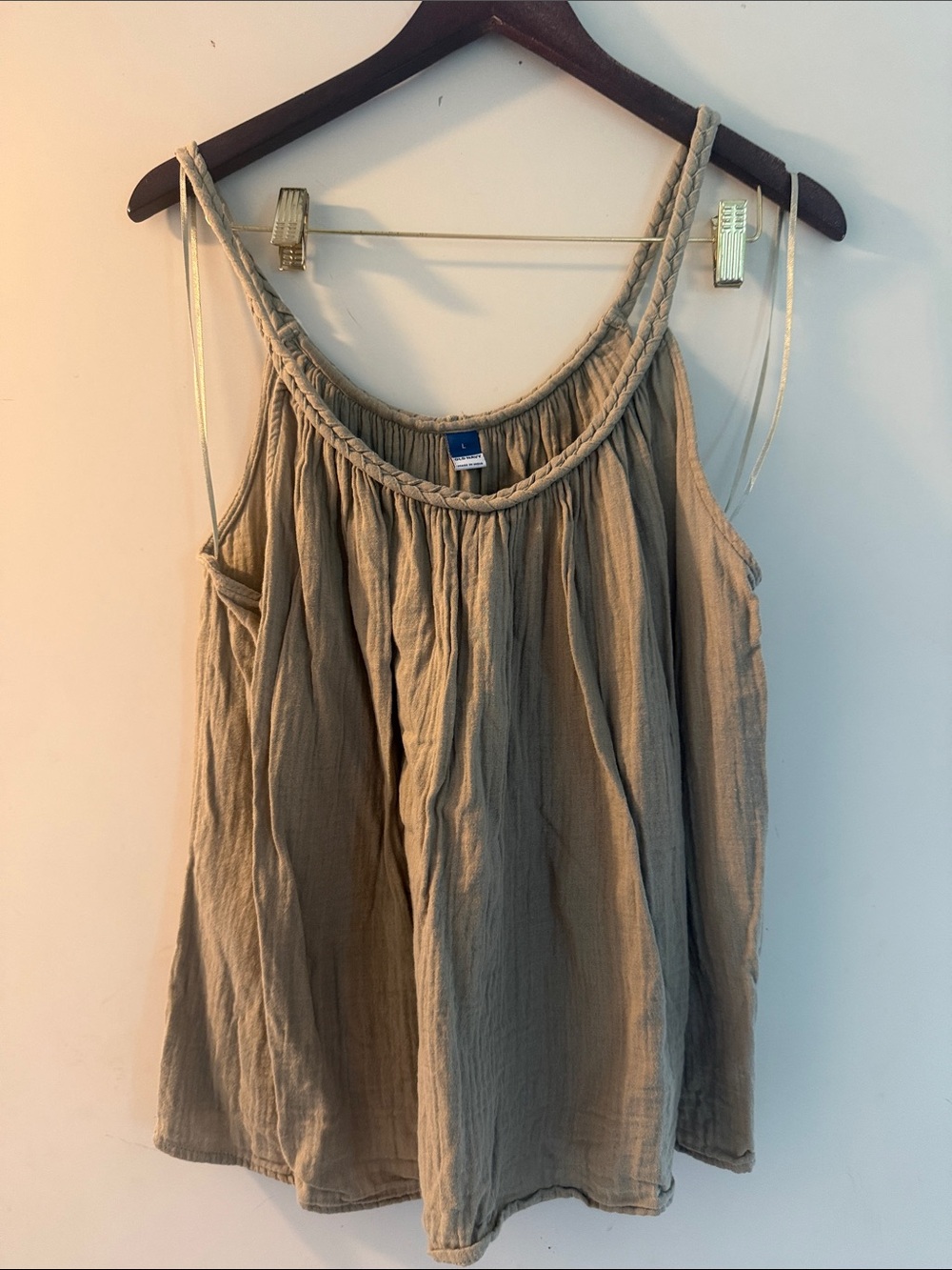 Old Navy Women’s Braided Strap Army Green Tank Top Sz Large EUC